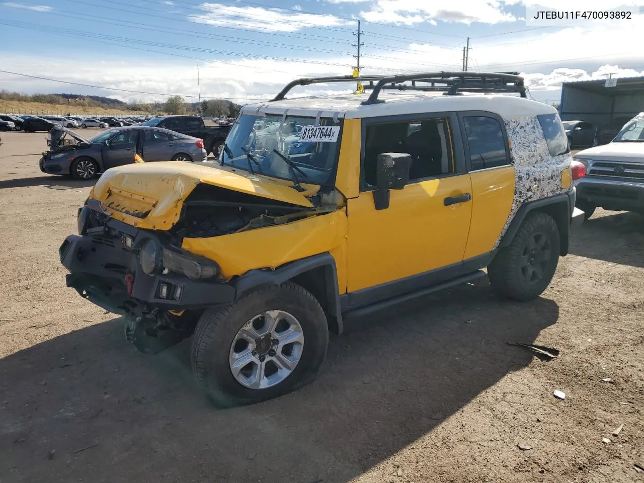 2007 Toyota Fj Cruiser VIN: JTEBU11F470093892 Lot: 81347644