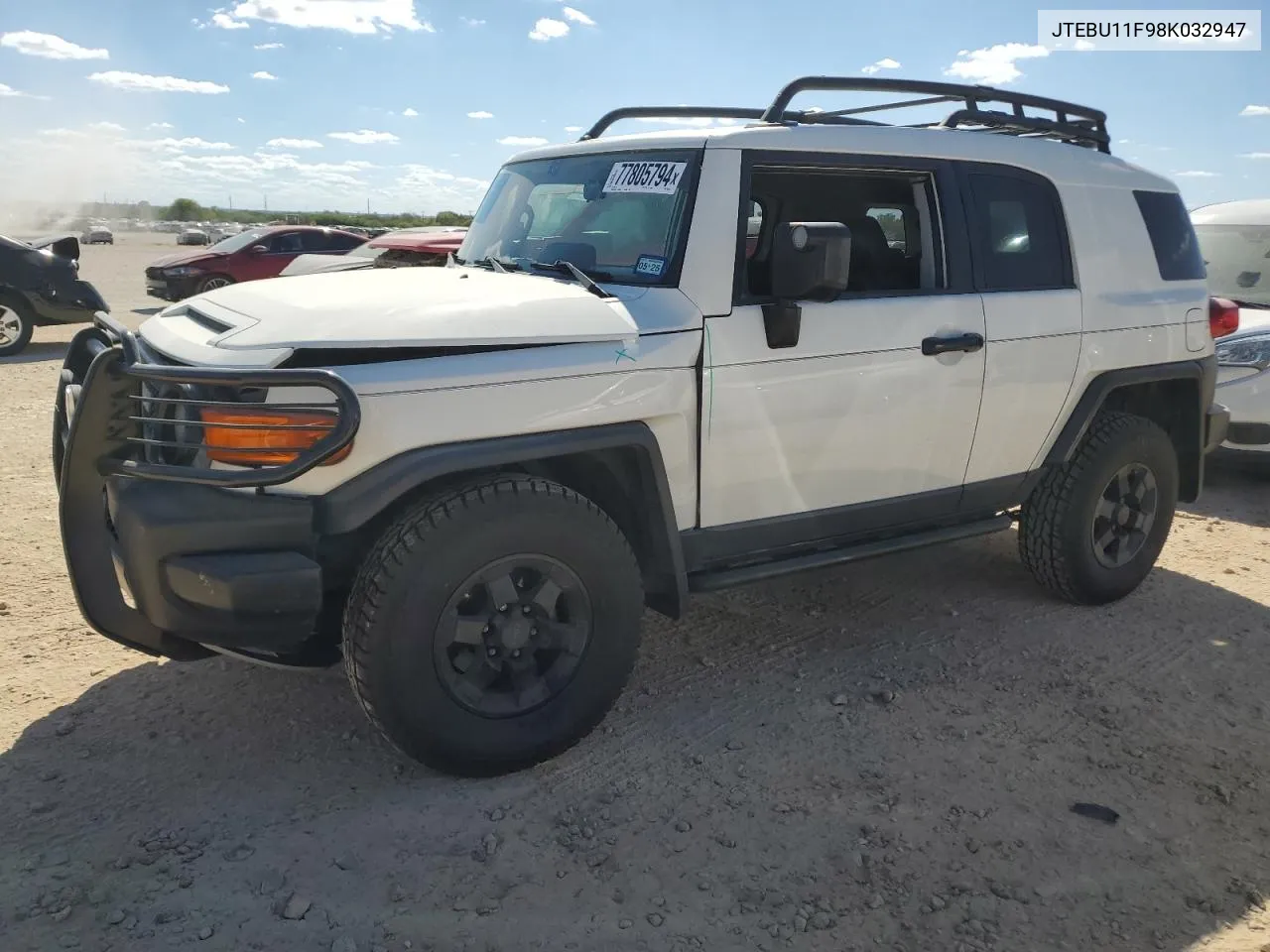 2008 Toyota Fj Cruiser VIN: JTEBU11F98K032947 Lot: 77805794