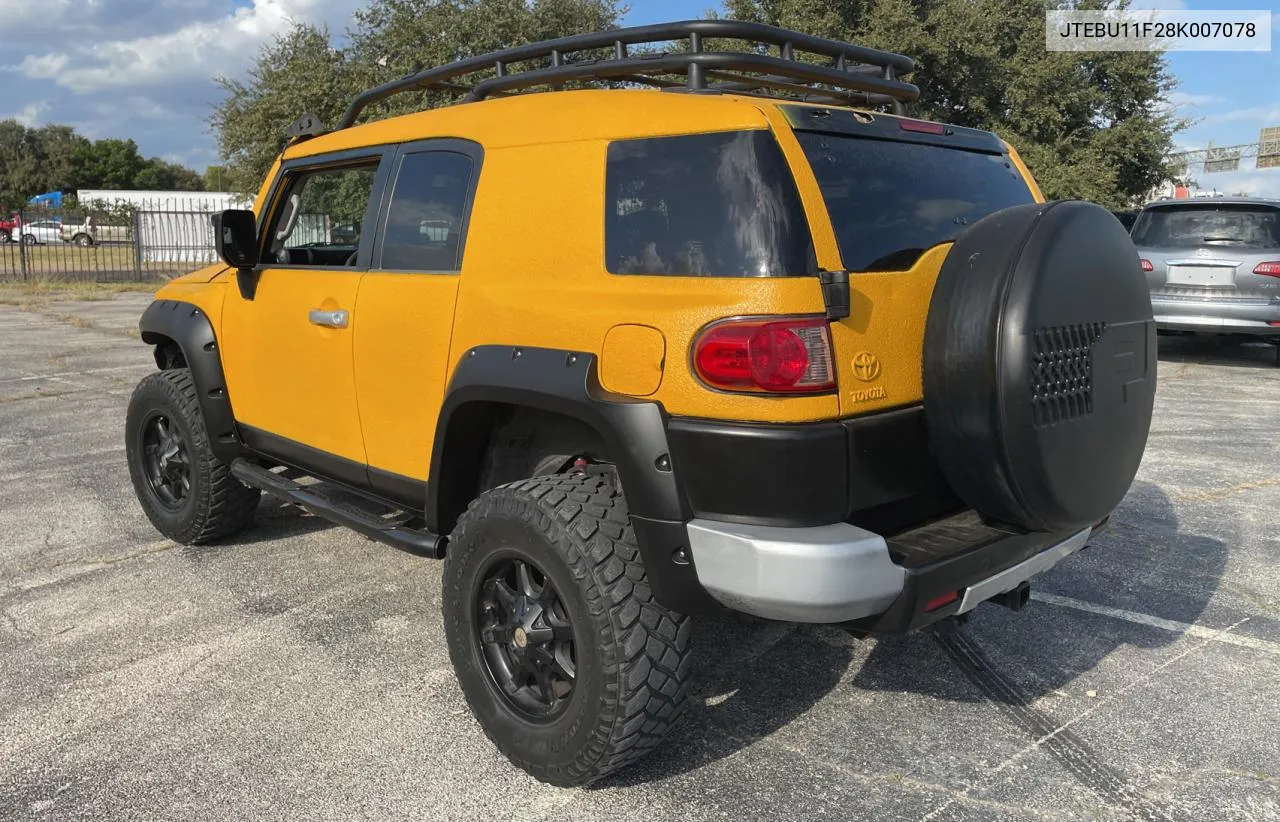 2008 Toyota Fj Cruiser VIN: JTEBU11F28K007078 Lot: 78932804