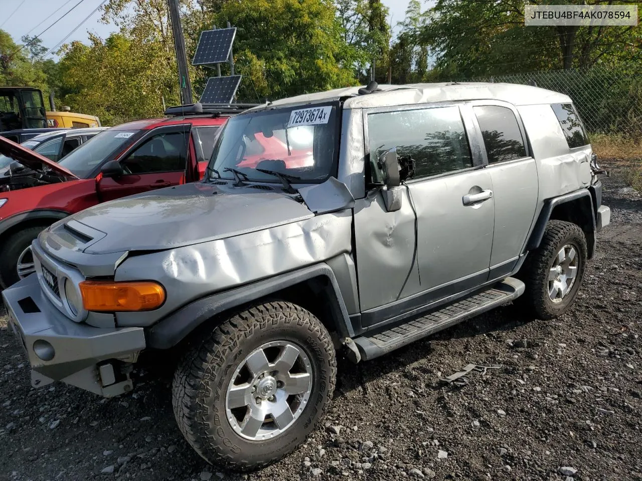 2010 Toyota Fj Cruiser VIN: JTEBU4BF4AK078594 Lot: 72973674