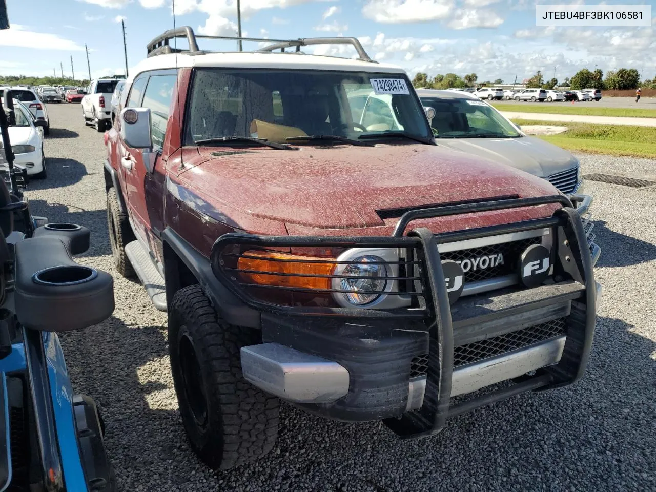 2011 Toyota Fj Cruiser VIN: JTEBU4BF3BK106581 Lot: 74298474