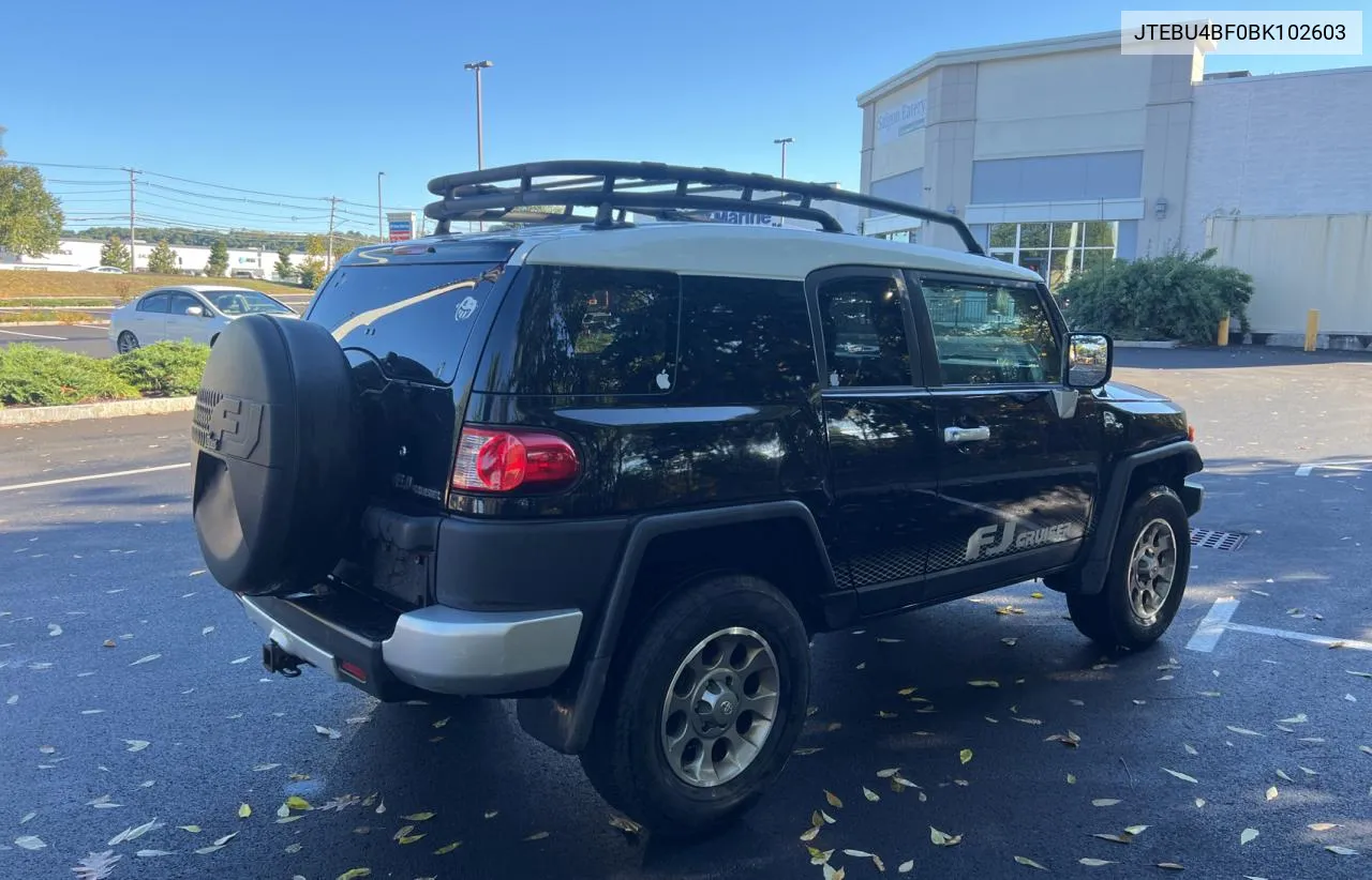 2011 Toyota Fj Cruiser VIN: JTEBU4BF0BK102603 Lot: 75402304