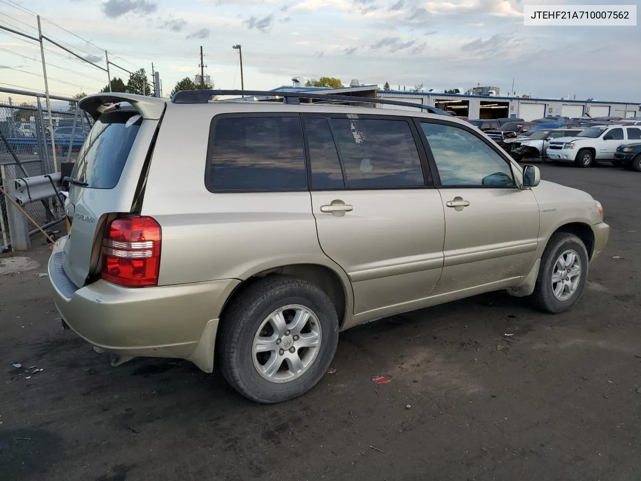 2001 Toyota Highlander VIN: JTEHF21A710007562 Lot: 76609274