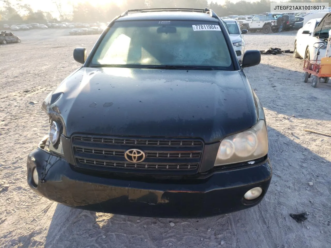 2001 Toyota Highlander VIN: JTEGF21AX10018017 Lot: 77811904