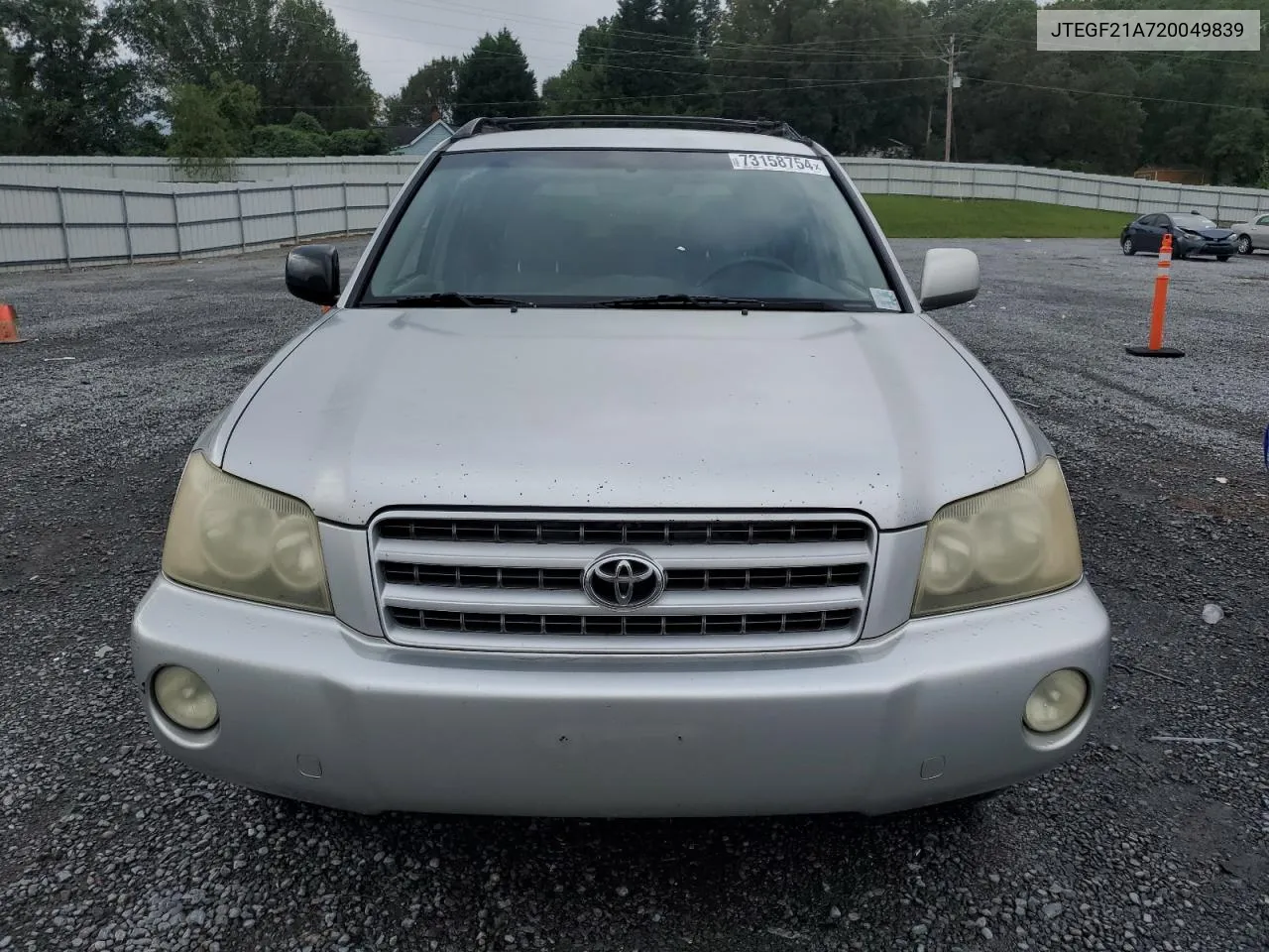 2002 Toyota Highlander Limited VIN: JTEGF21A720049839 Lot: 73158754