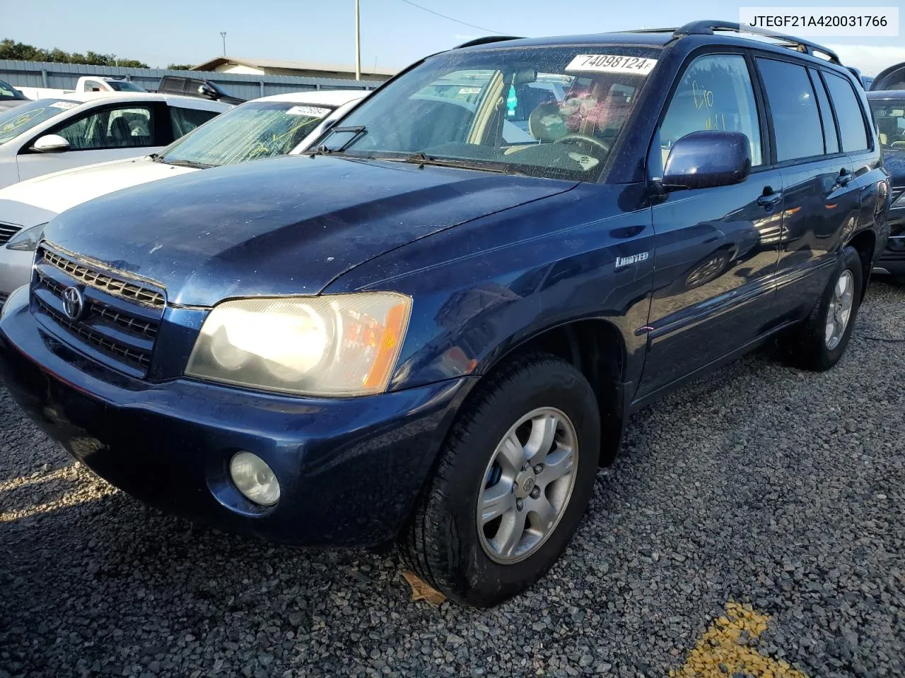 2002 Toyota Highlander Limited VIN: JTEGF21A420031766 Lot: 74098124