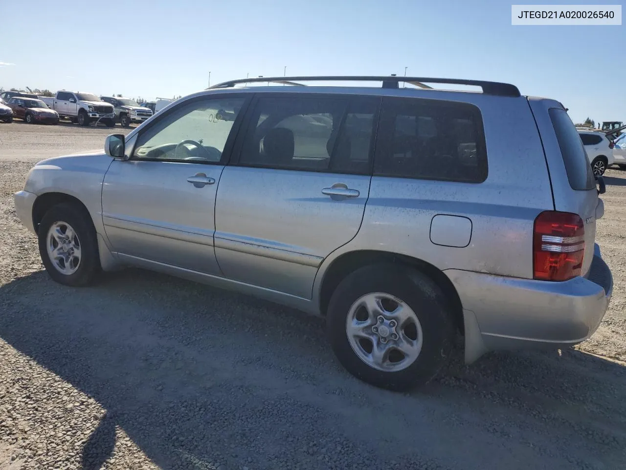 2002 Toyota Highlander VIN: JTEGD21A020026540 Lot: 76182814