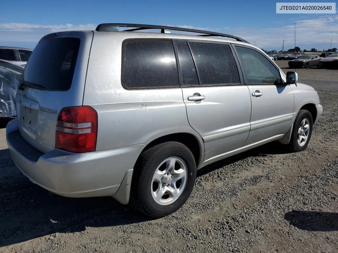 2002 Toyota Highlander VIN: JTEGD21A020026540 Lot: 76182814