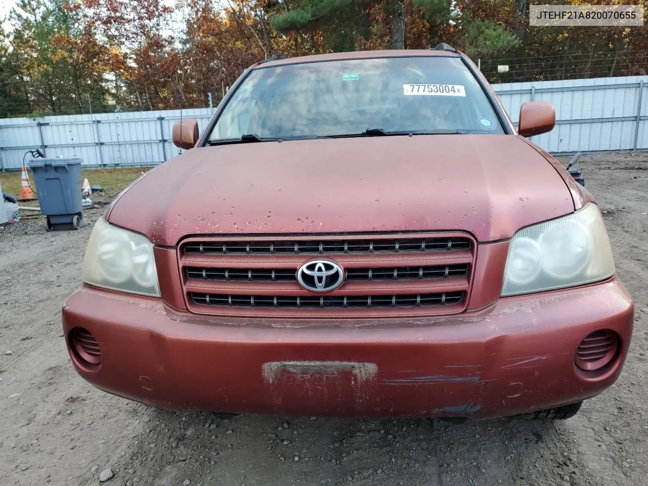 2002 Toyota Highlander Limited VIN: JTEHF21A820070655 Lot: 77753004