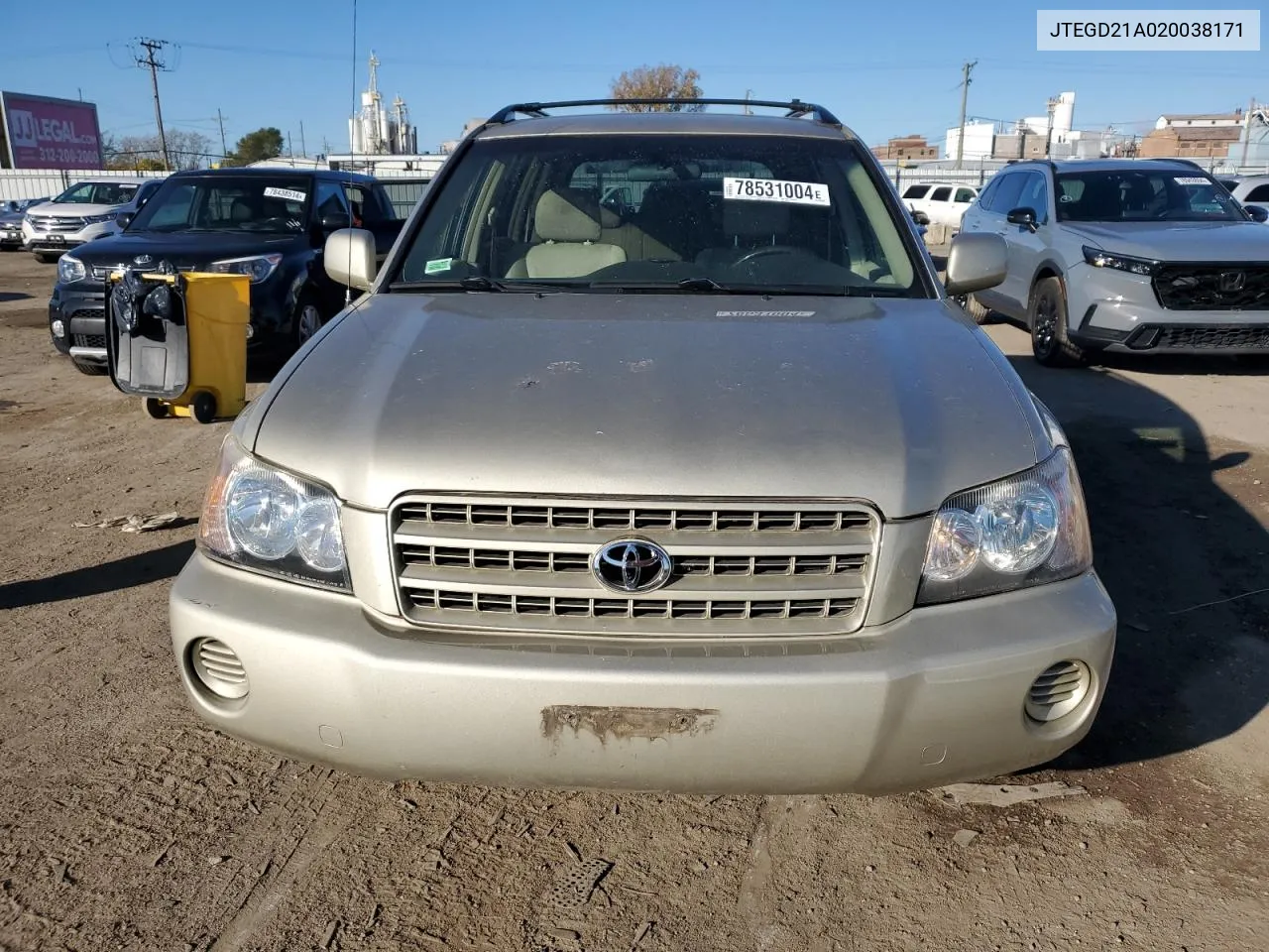 2002 Toyota Highlander VIN: JTEGD21A020038171 Lot: 78531004