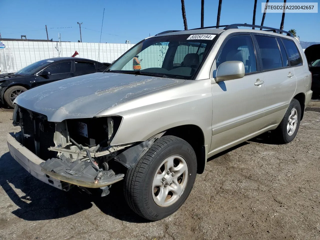 2002 Toyota Highlander VIN: JTEGD21A220042657 Lot: 80050194