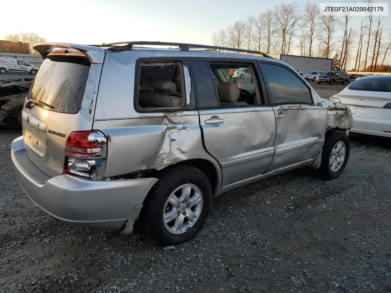 2002 Toyota Highlander Limited VIN: JTEGF21A020042179 Lot: 80122564