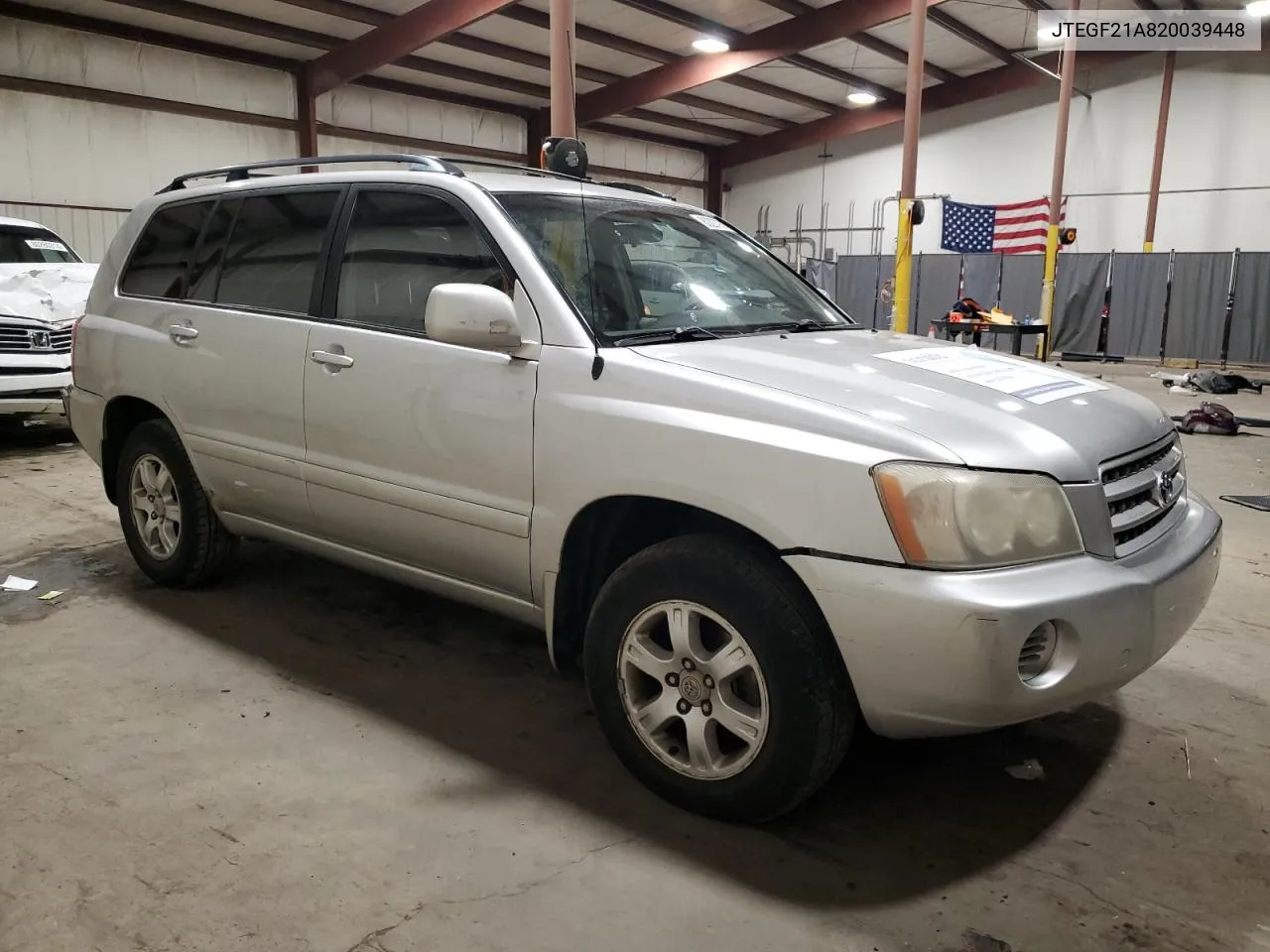 2002 Toyota Highlander Limited VIN: JTEGF21A820039448 Lot: 80207974