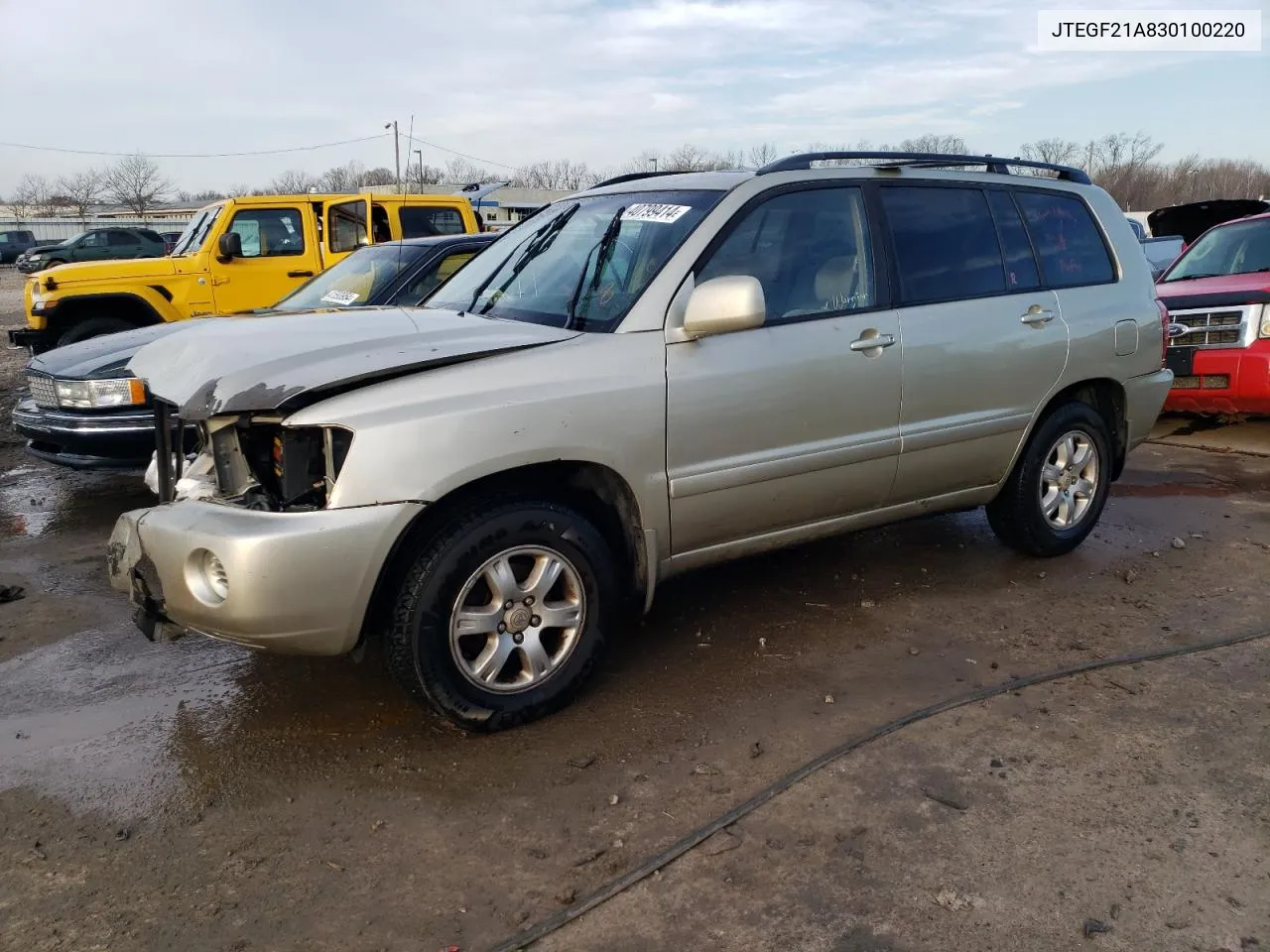 2003 Toyota Highlander Limited VIN: JTEGF21A830100220 Lot: 40799414