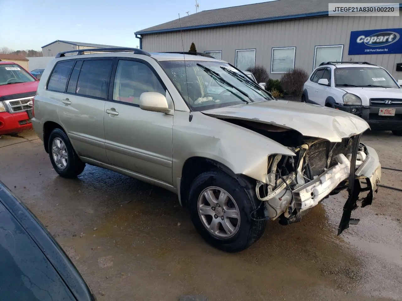 2003 Toyota Highlander Limited VIN: JTEGF21A830100220 Lot: 40799414