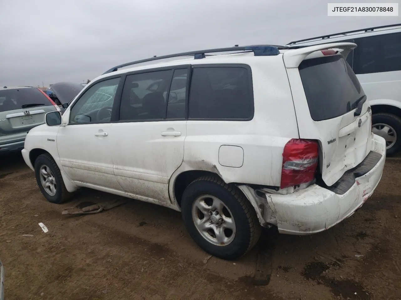 2003 Toyota Highlander Limited VIN: JTEGF21A830078848 Lot: 46051624