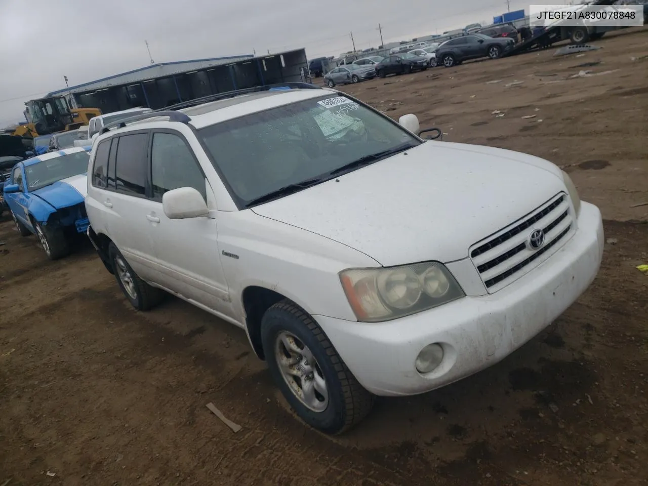 2003 Toyota Highlander Limited VIN: JTEGF21A830078848 Lot: 46051624