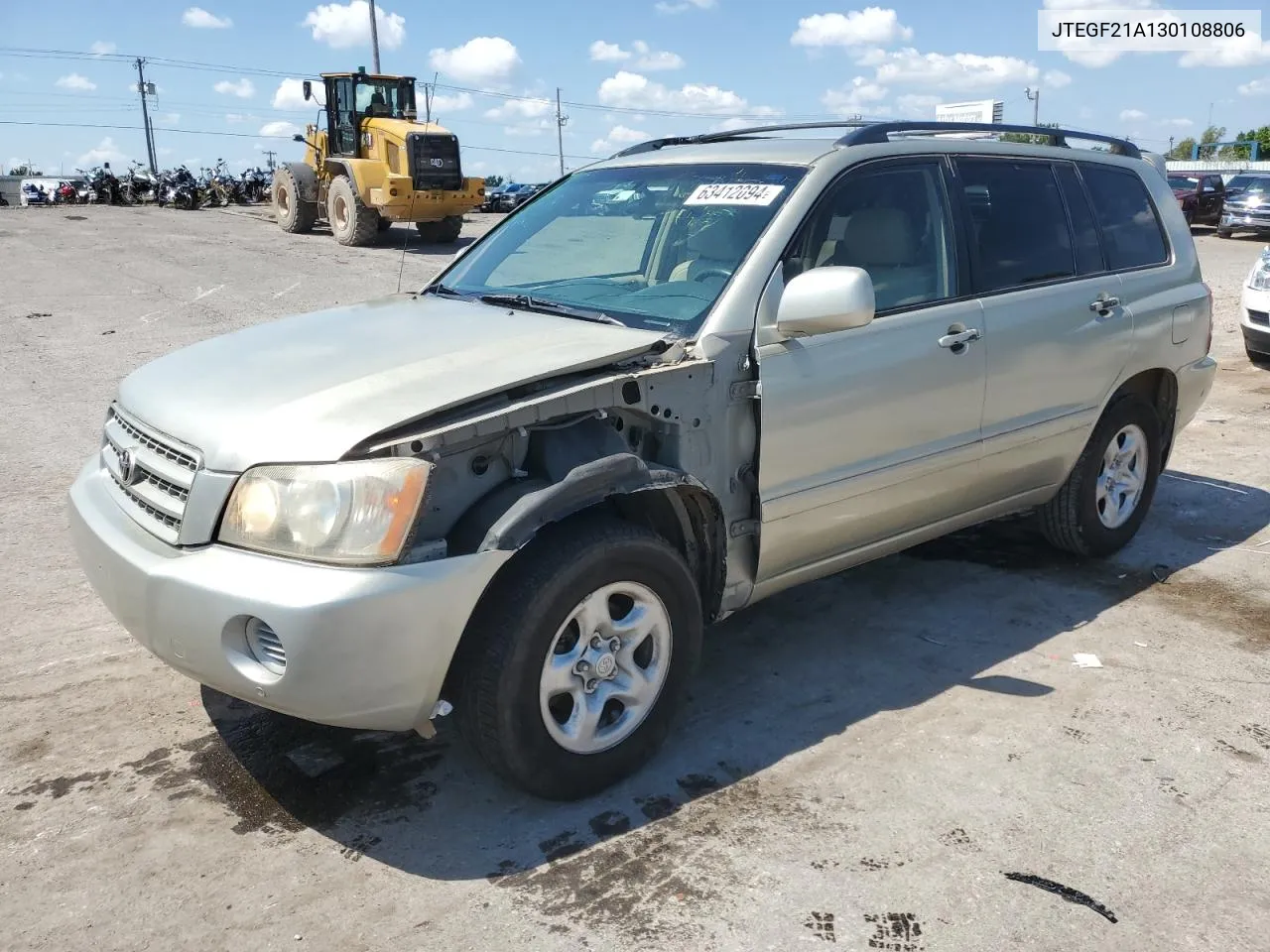 2003 Toyota Highlander Limited VIN: JTEGF21A130108806 Lot: 63412094