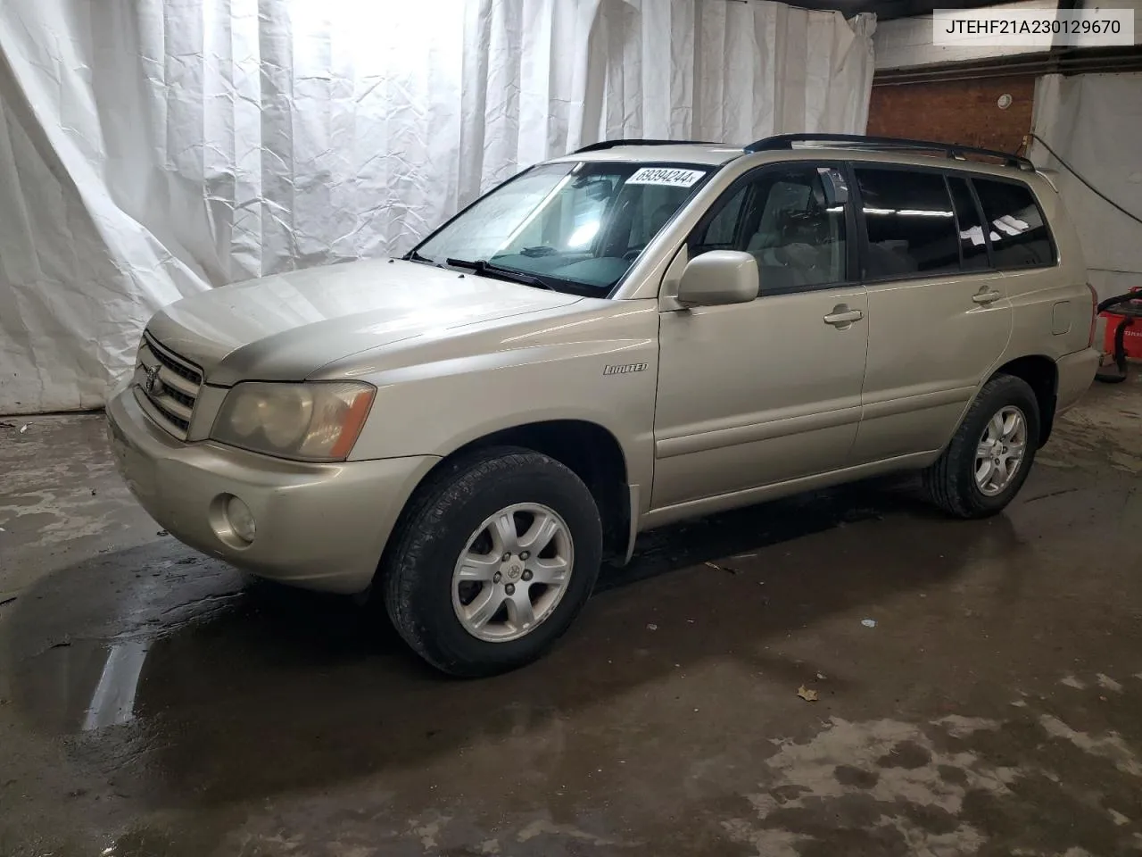 2003 Toyota Highlander Limited VIN: JTEHF21A230129670 Lot: 69394244