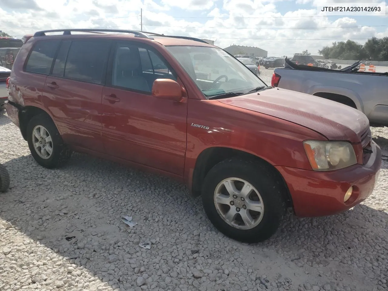 2003 Toyota Highlander Limited VIN: JTEHF21A230142693 Lot: 72361854