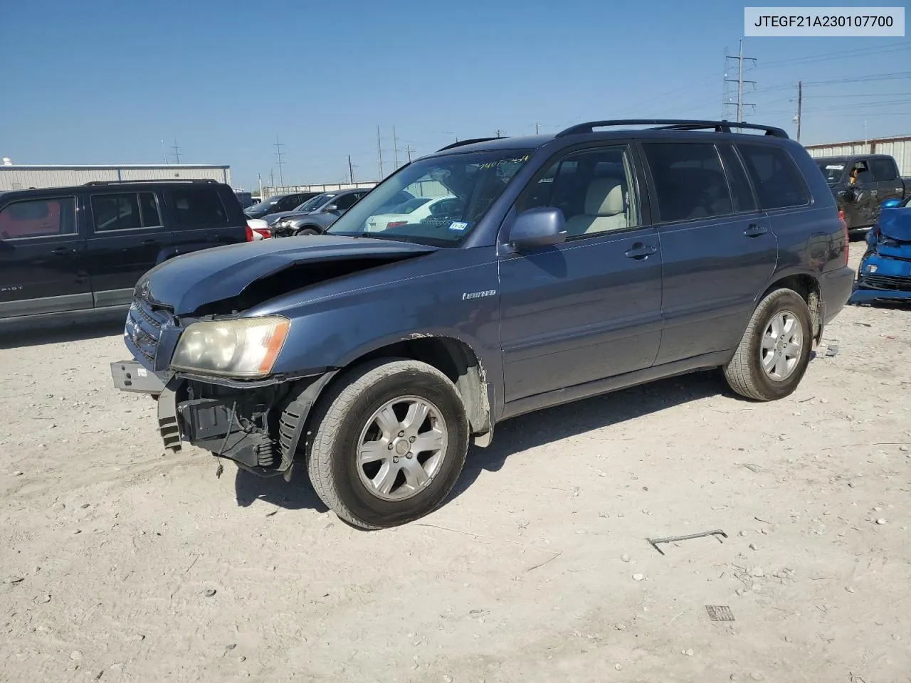 2003 Toyota Highlander Limited VIN: JTEGF21A230107700 Lot: 74078254