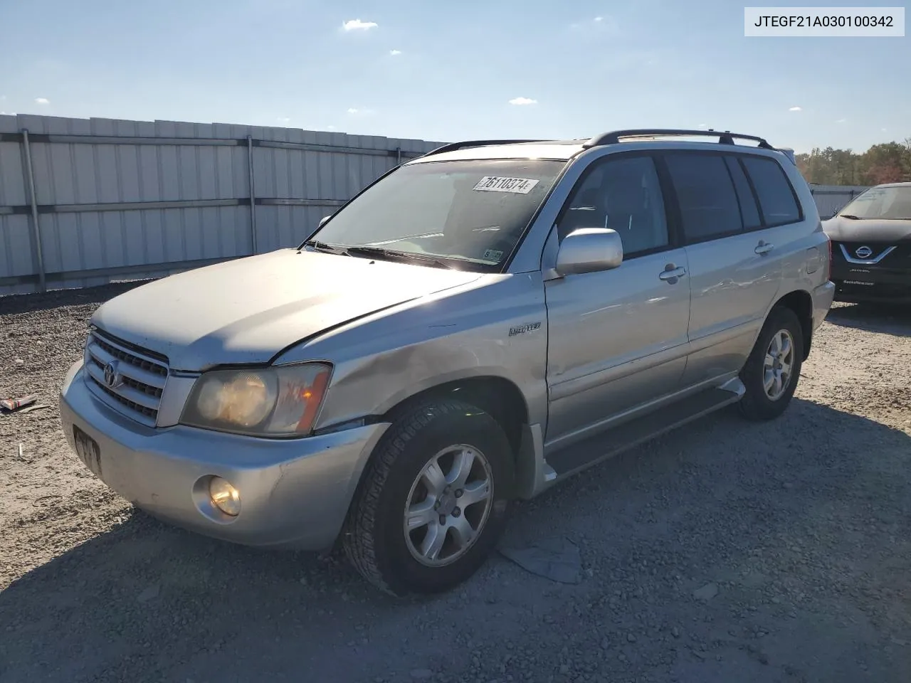 2003 Toyota Highlander Limited VIN: JTEGF21A030100342 Lot: 76110374