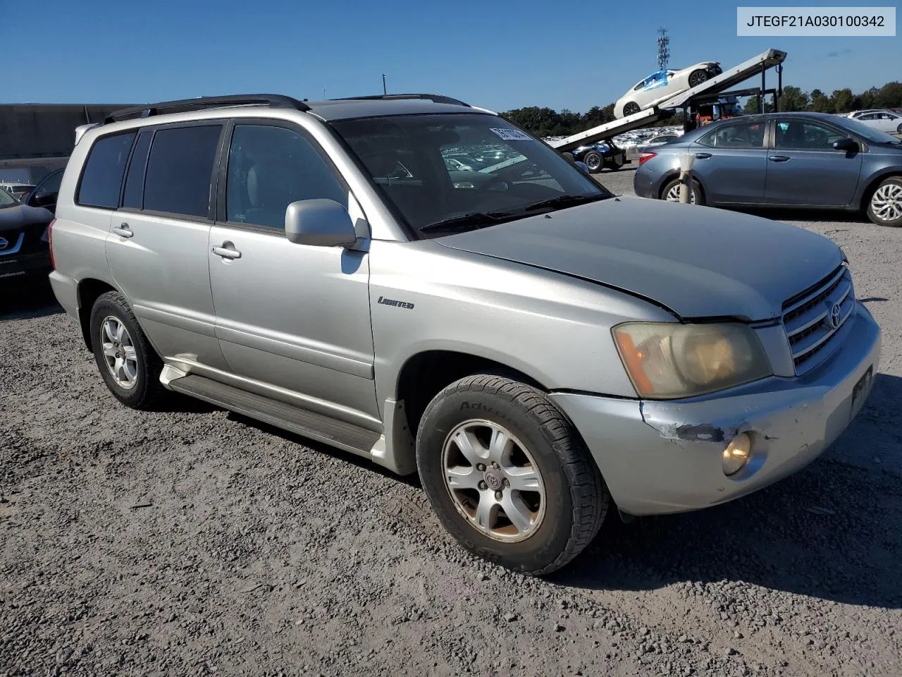 2003 Toyota Highlander Limited VIN: JTEGF21A030100342 Lot: 76110374