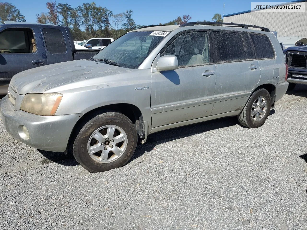 2003 Toyota Highlander Limited VIN: JTEGF21A030105167 Lot: 76381964