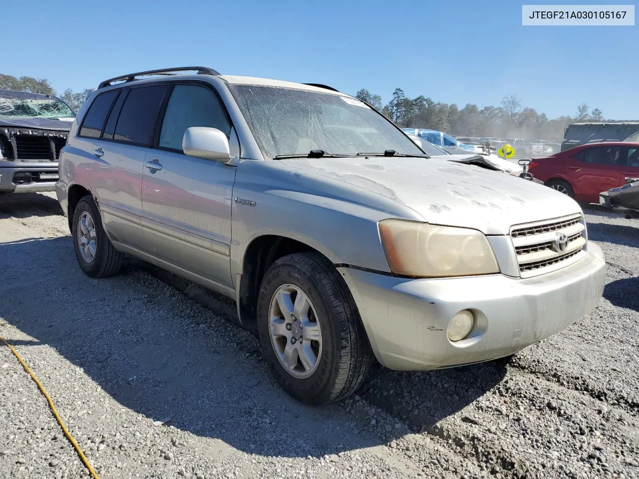 2003 Toyota Highlander Limited VIN: JTEGF21A030105167 Lot: 76381964