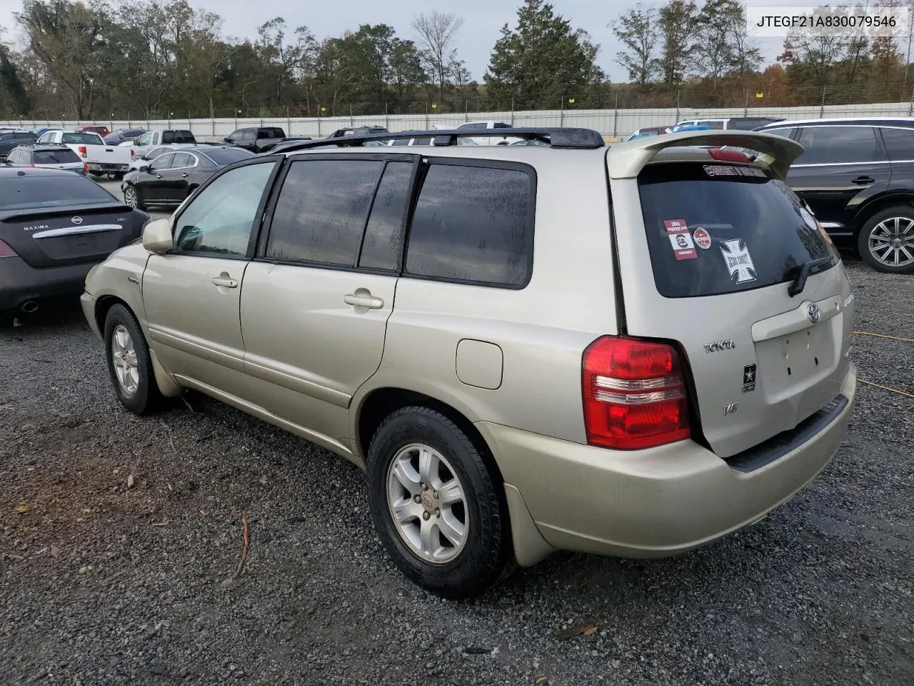 2003 Toyota Highlander Limited VIN: JTEGF21A830079546 Lot: 78663994