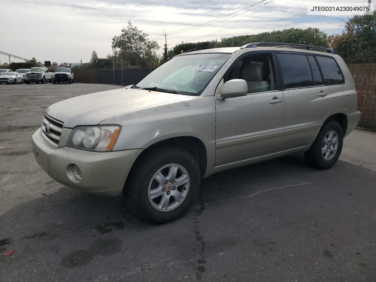 2003 Toyota Highlander VIN: JTEGD21A230049075 Lot: 79354114