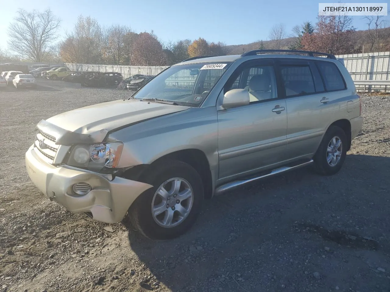 2003 Toyota Highlander Limited VIN: JTEHF21A130118997 Lot: 79909344