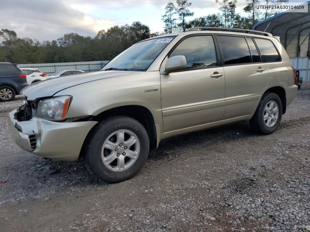 2003 Toyota Highlander Limited VIN: JTEHF21A630104609 Lot: 79918634