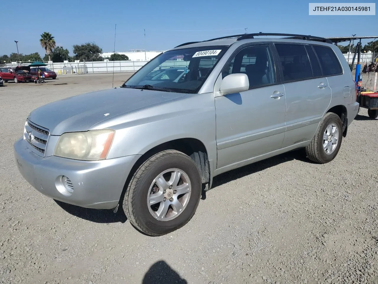 2003 Toyota Highlander Limited VIN: JTEHF21A030145981 Lot: 80490104