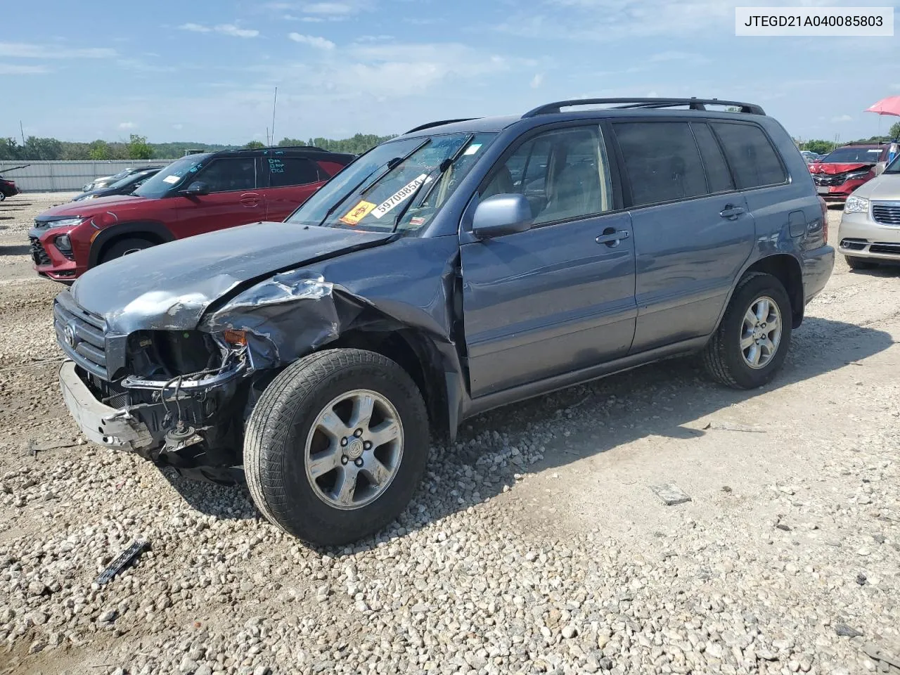 2004 Toyota Highlander VIN: JTEGD21A040085803 Lot: 59709854