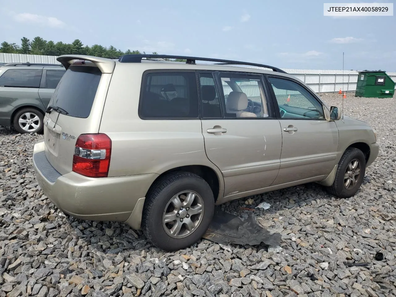 2004 Toyota Highlander VIN: JTEEP21AX40058929 Lot: 67017984