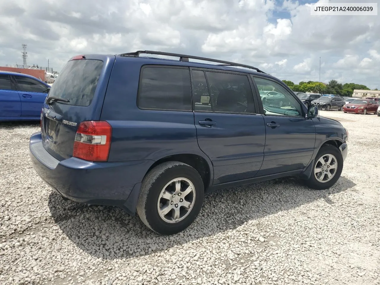 2004 Toyota Highlander Base VIN: JTEGP21A240006039 Lot: 69185564