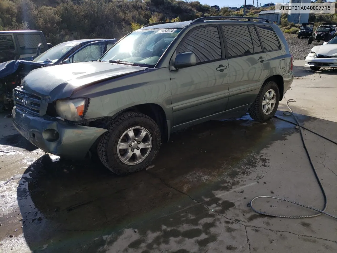 2004 Toyota Highlander VIN: JTEEP21A040007715 Lot: 70883004