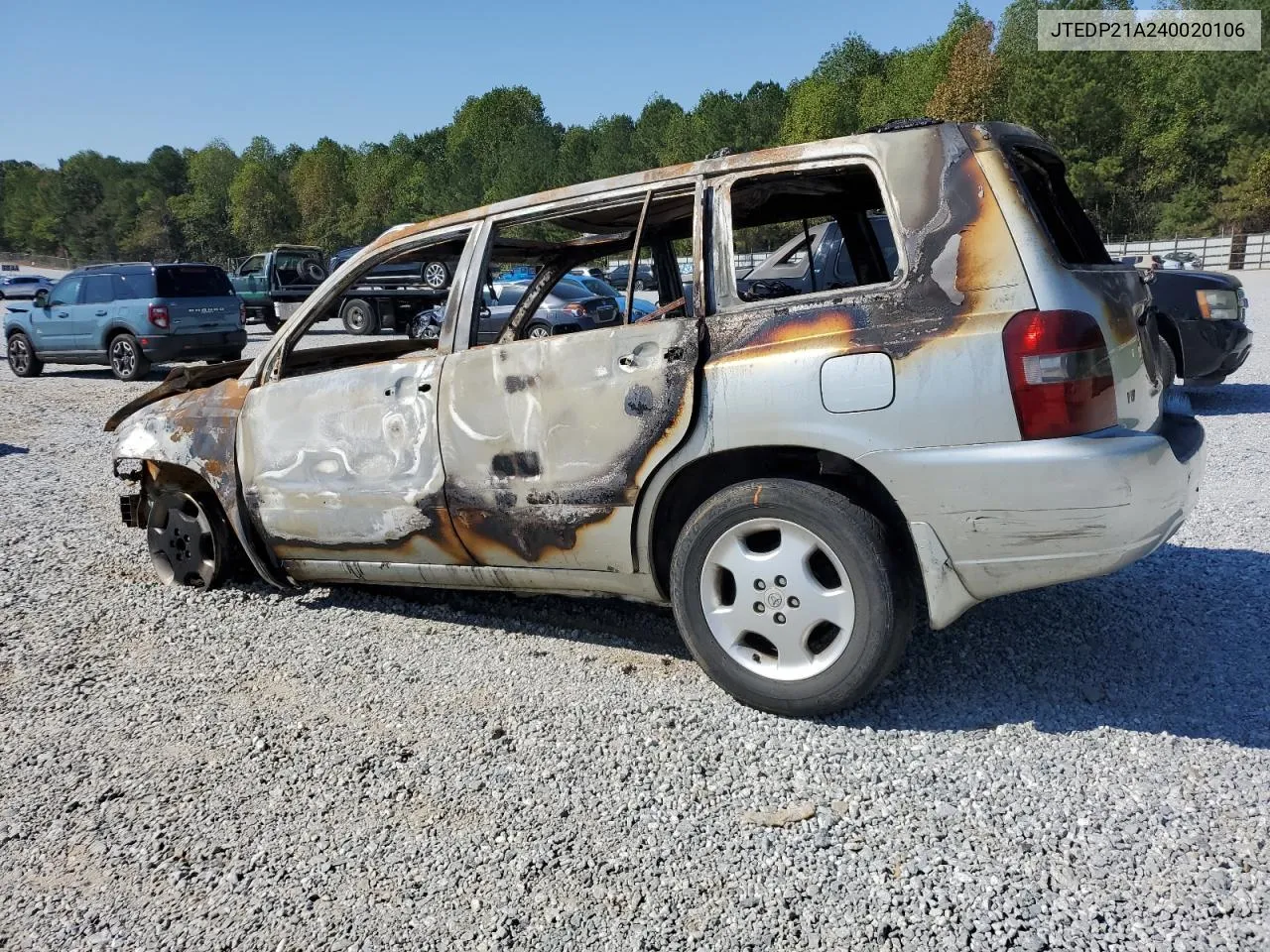 2004 Toyota Highlander Base VIN: JTEDP21A240020106 Lot: 74782984