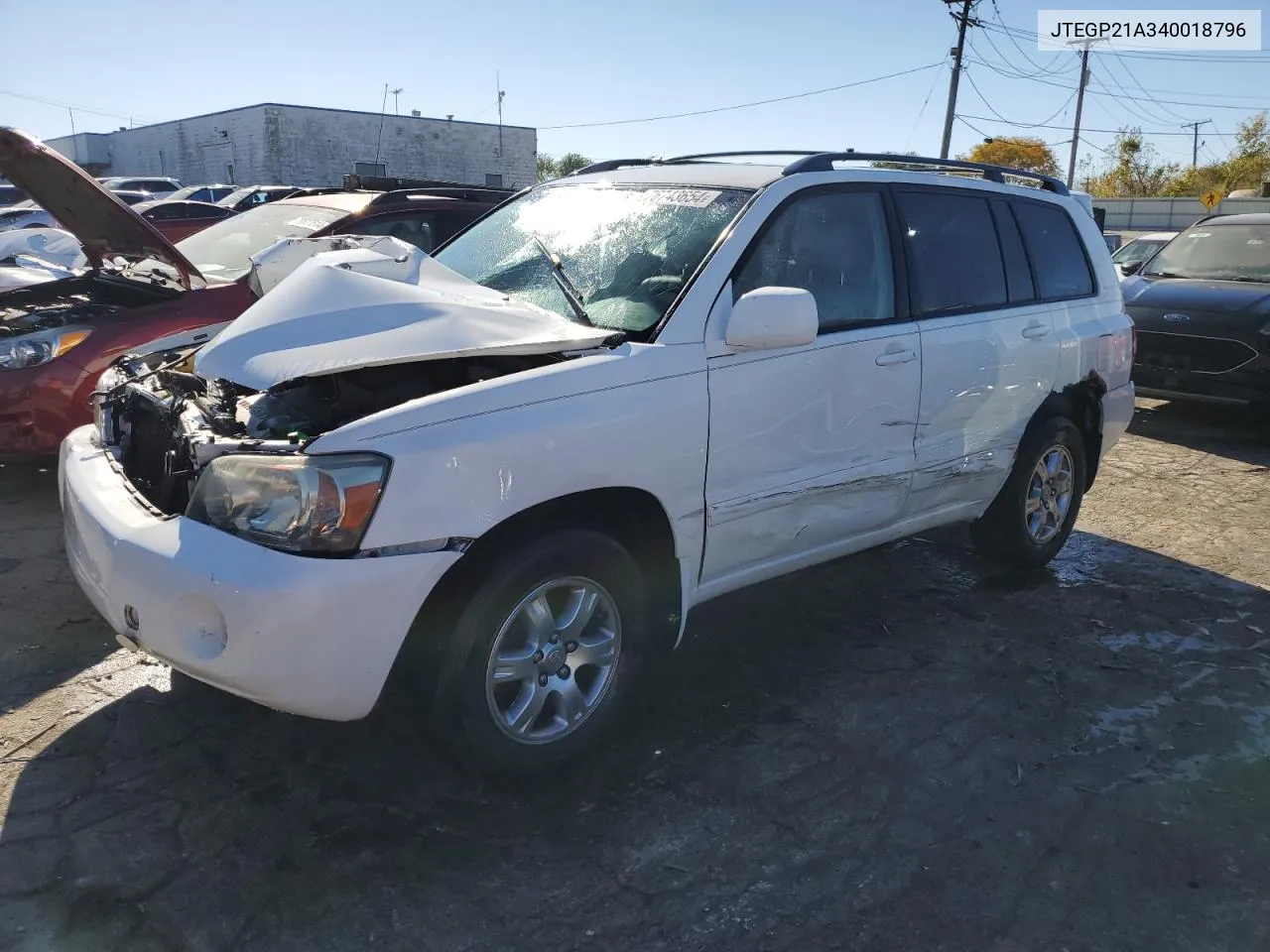 2004 Toyota Highlander Base VIN: JTEGP21A340018796 Lot: 76743654