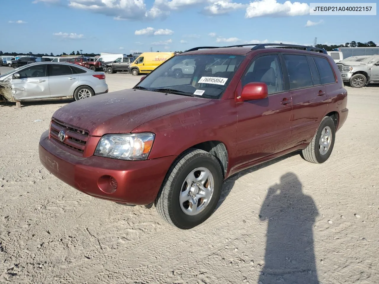 2004 Toyota Highlander Base VIN: JTEGP21A040022157 Lot: 76895864