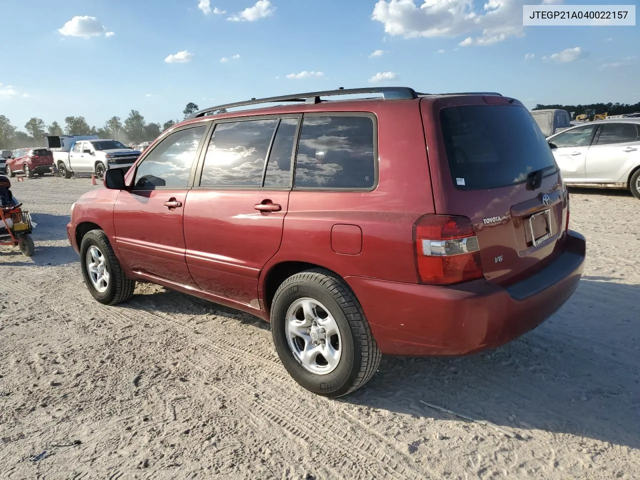 2004 Toyota Highlander Base VIN: JTEGP21A040022157 Lot: 76895864