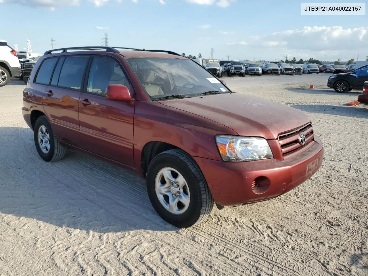 2004 Toyota Highlander Base VIN: JTEGP21A040022157 Lot: 76895864