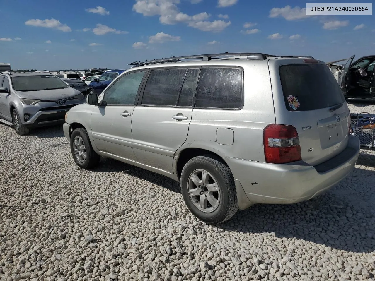 2004 Toyota Highlander Base VIN: JTEGP21A240030664 Lot: 77047544