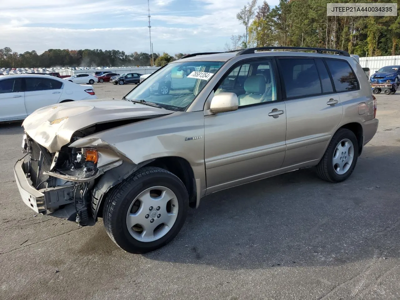 2004 Toyota Highlander VIN: JTEEP21A440034335 Lot: 78581354