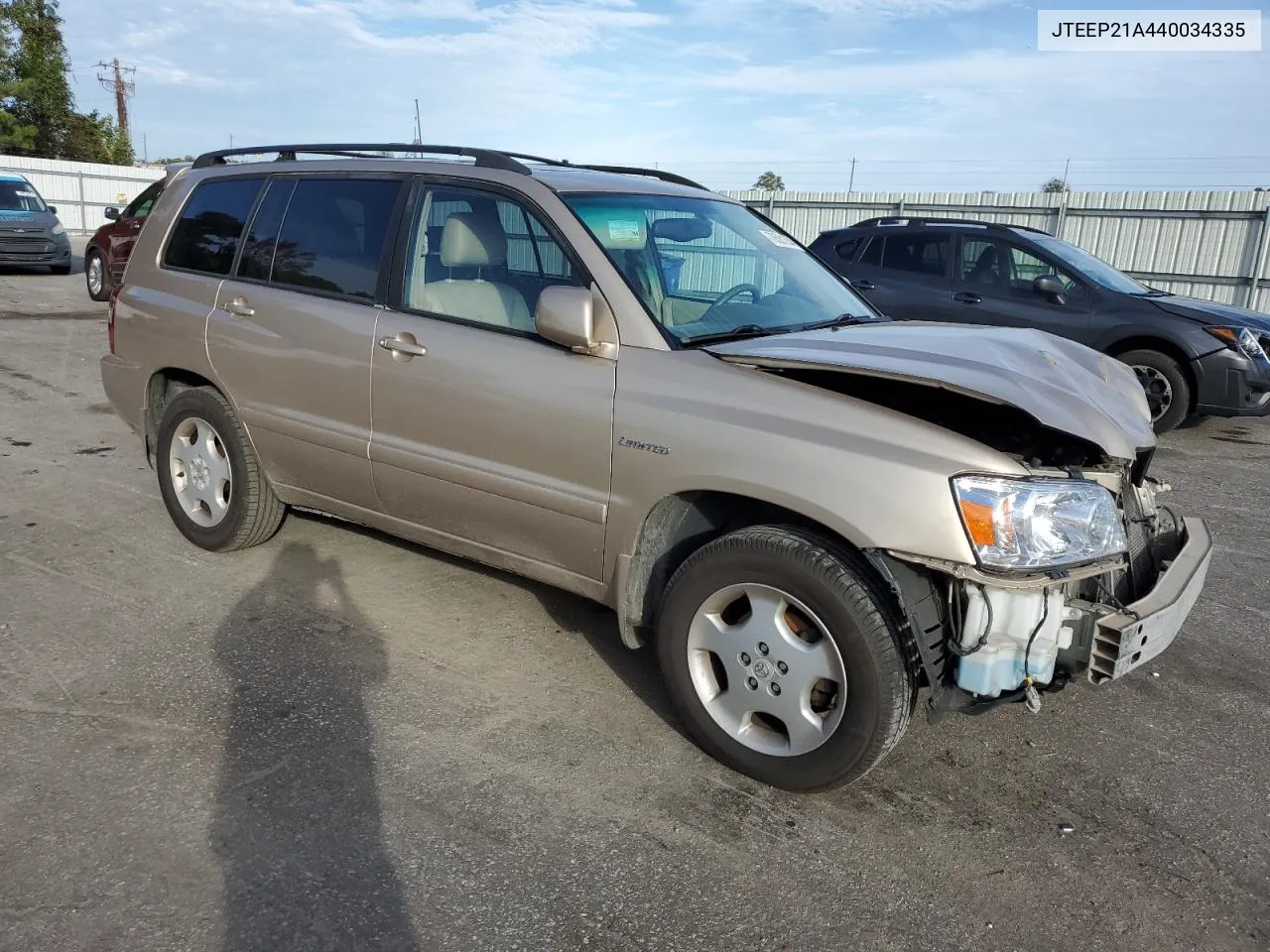 2004 Toyota Highlander VIN: JTEEP21A440034335 Lot: 78581354