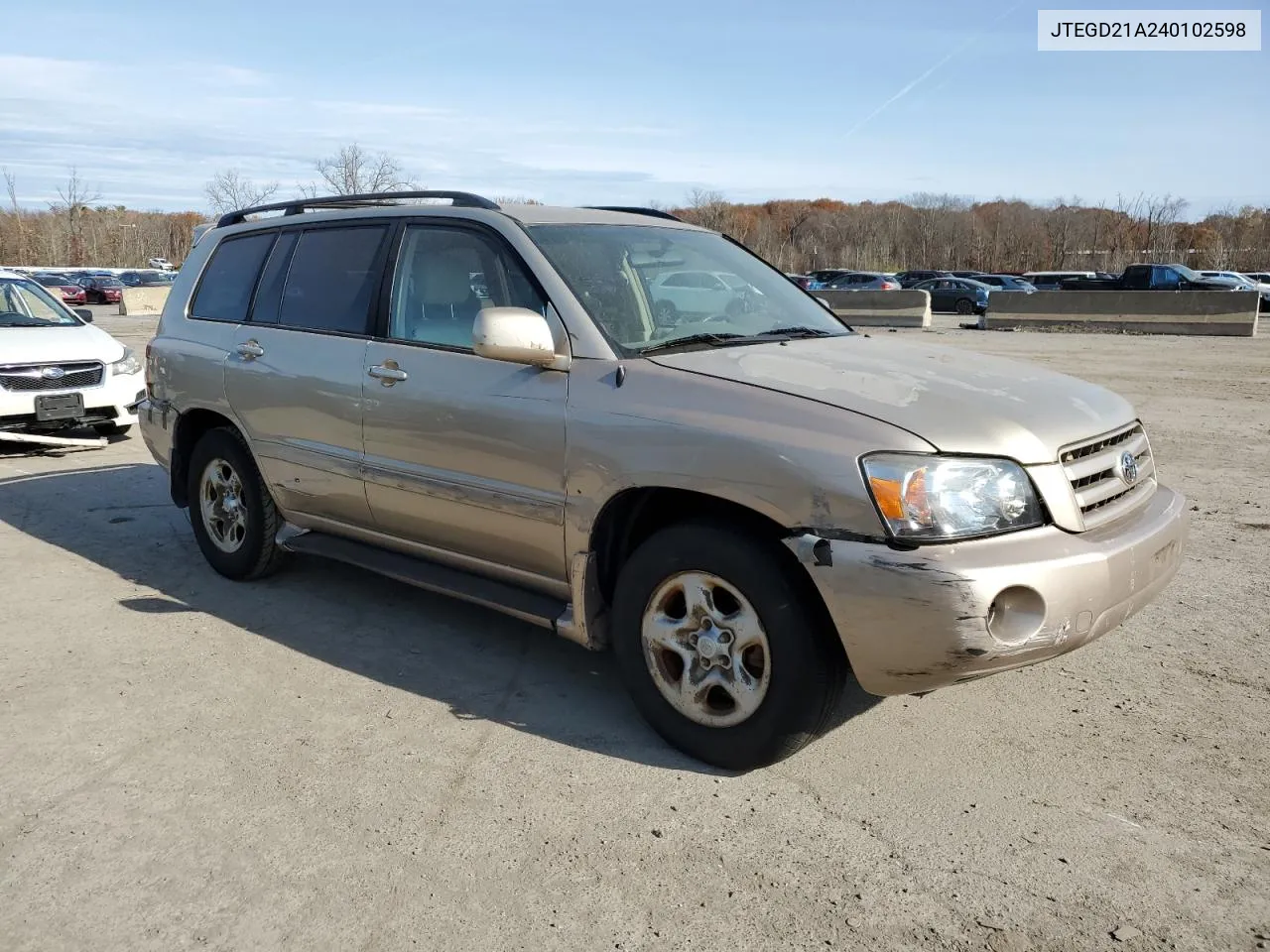 2004 Toyota Highlander VIN: JTEGD21A240102598 Lot: 79093254