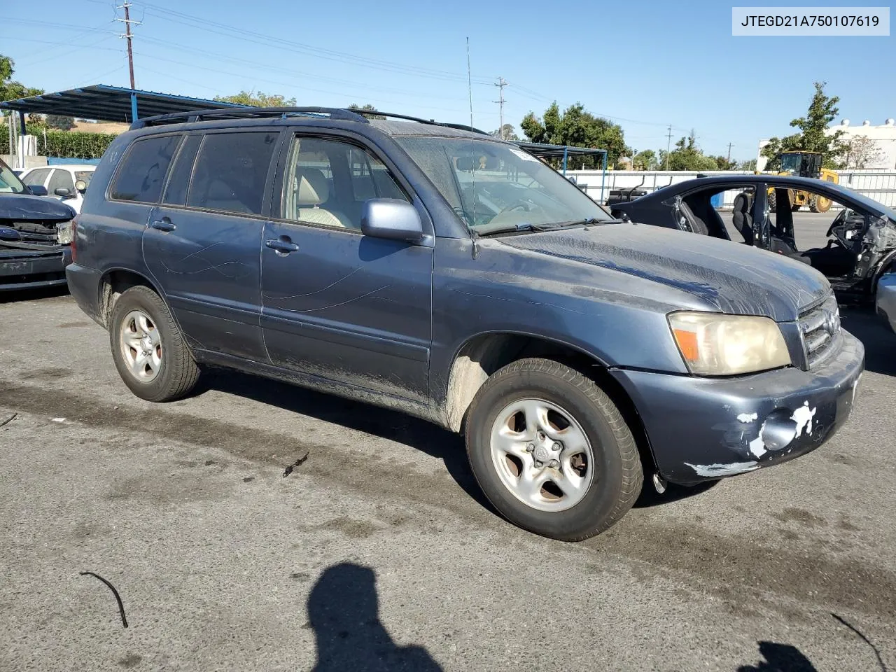 2005 Toyota Highlander VIN: JTEGD21A750107619 Lot: 70272504