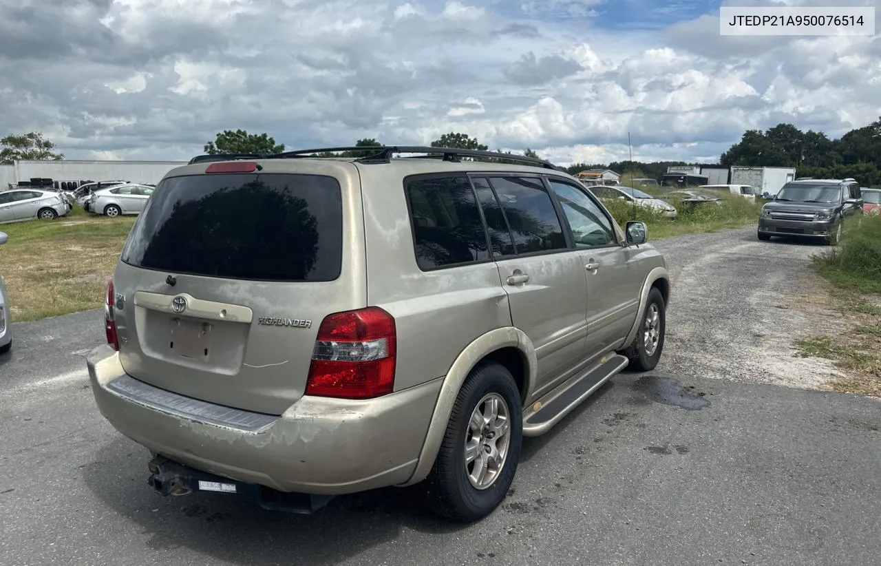 2005 Toyota Highlander Limited VIN: JTEDP21A950076514 Lot: 73368264