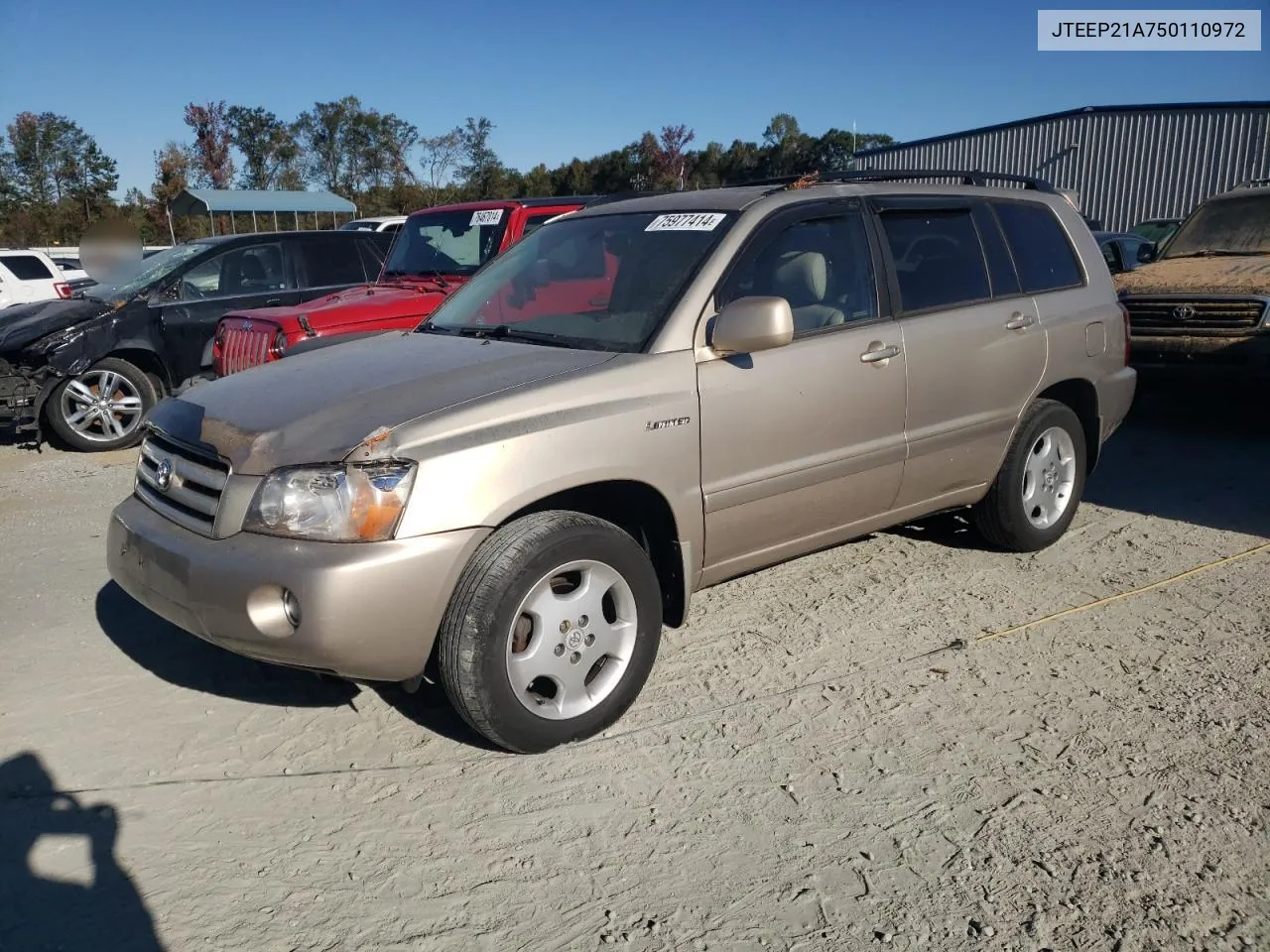 2005 Toyota Highlander Limited VIN: JTEEP21A750110972 Lot: 75977414